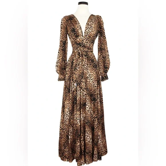Trashy Diva Leopard-Print Maxi Gene Dress in Tan and Brown - Picture 1 of 9